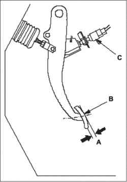 Регулировка педали тормоза и датчика положения педали тормоза