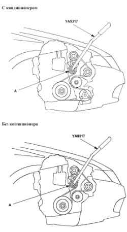 Проверка автоматического натяжителя приводного ремня (N22A)