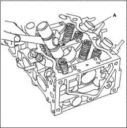 Установка клапана головки блока цилиндров, пружины, уплотнений клапанов (R18A)