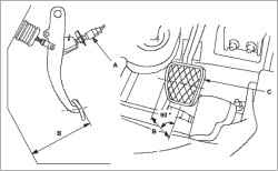 Регулировка педали тормоза и датчика положения педали тормоза